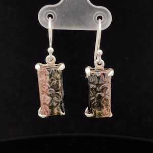Boucles d'oreilles tourmaline pastèque sculptée en argent sterling