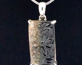 Sterling Silver Carved Watermelon Tourmaline Pendant