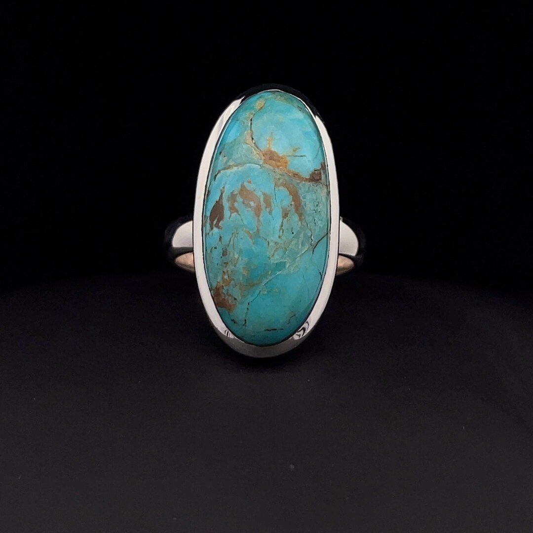 Sterling Silver Kingman Turquoise Ring Size 7 - Etsy