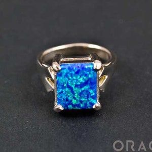 Sterling Silber synthetischen Opal Ring Größe 7,5