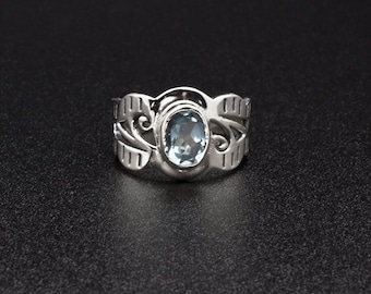 Anello topazio blu argento sterling taglia 7