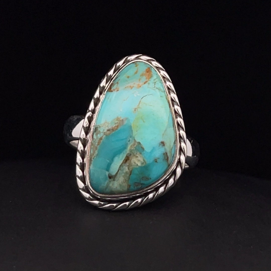 Sterling Silver Kingman Turquoise Ring Size 6.5 - Etsy