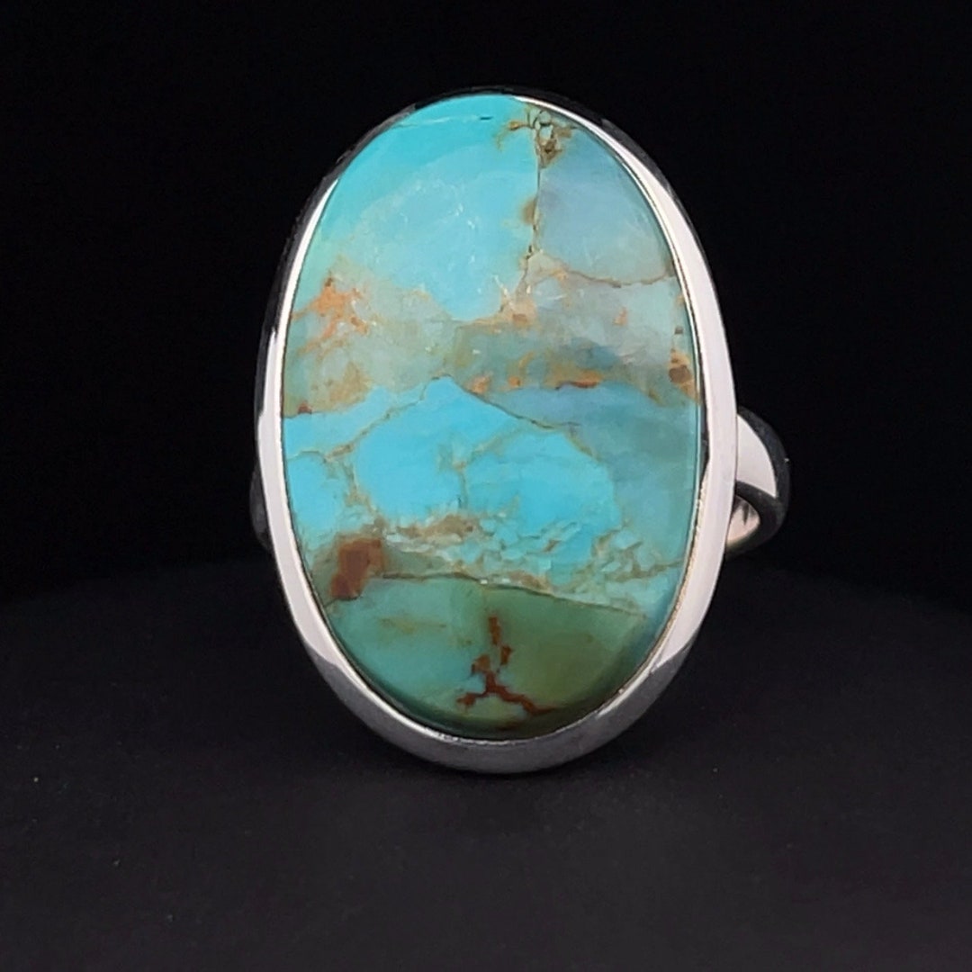 Sterling Silver Kingman Turquoise Ring Size 7 - Etsy