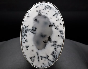 Sterling Silver Dendritic Opal Adjustable Ring