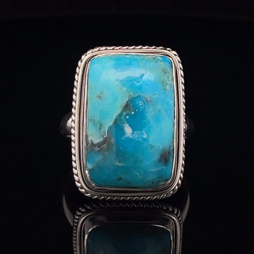 Sterling Silver Kingman Turquoise Ring Size 10 - Etsy