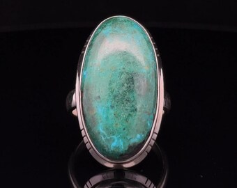 Anillo de plata de ley con crisocola, tamaño 7