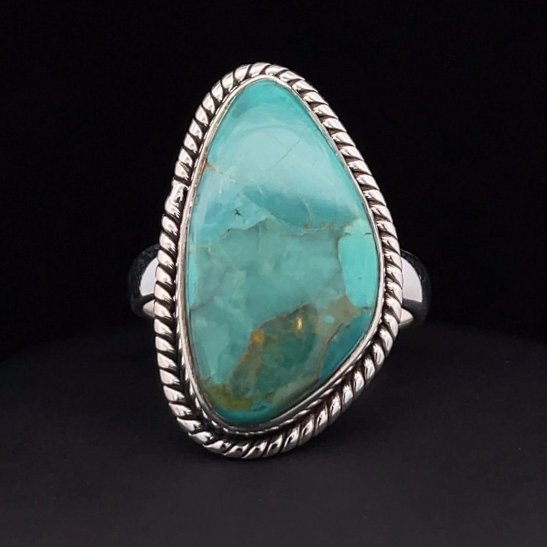 Sterling Silver Kingman Turquoise Ring Size 7 - Etsy