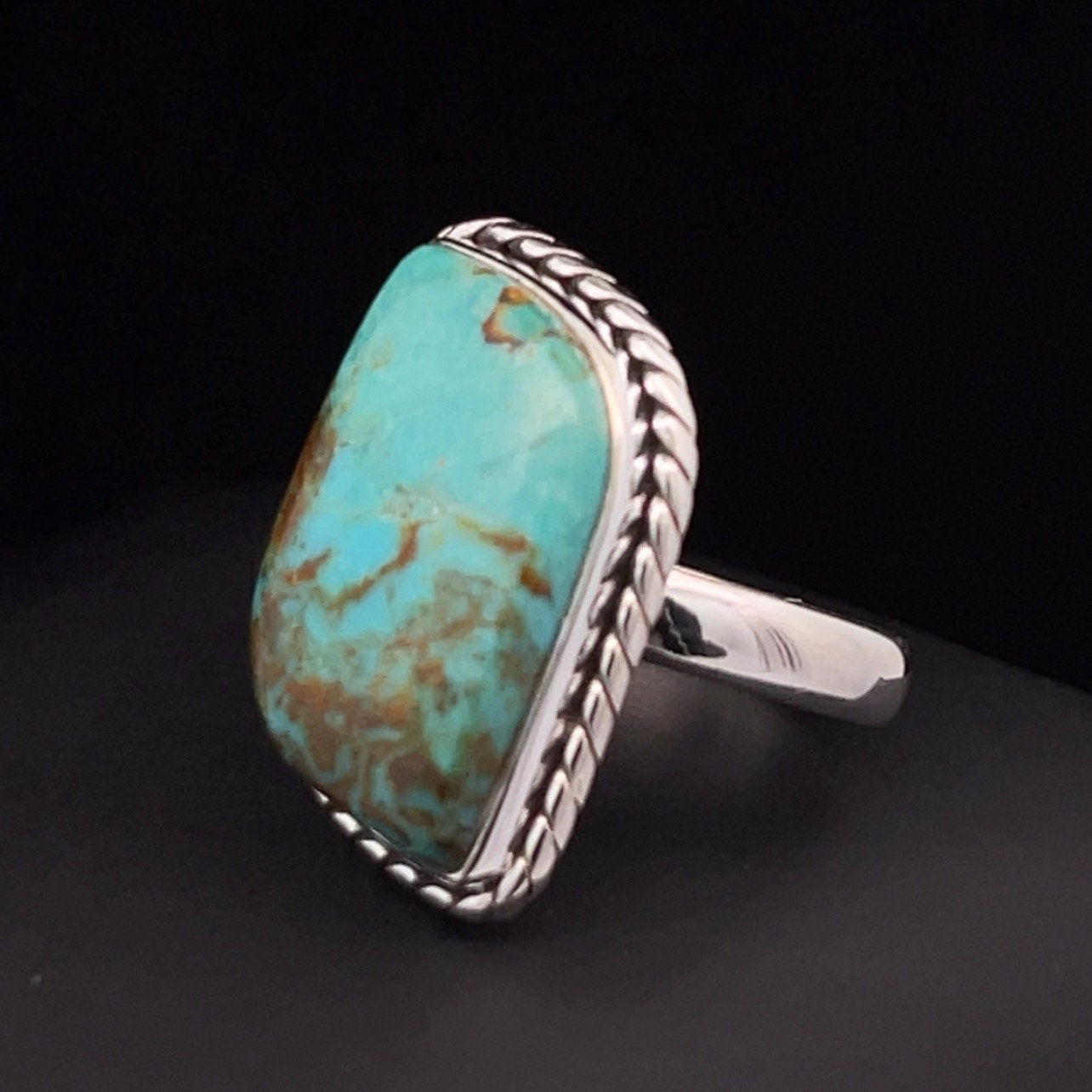 Sterling Silver Kingman Turquoise Ring Size 8 - Etsy