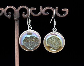 Sterling Silver Titanium Coated Druzy Agate Earrings