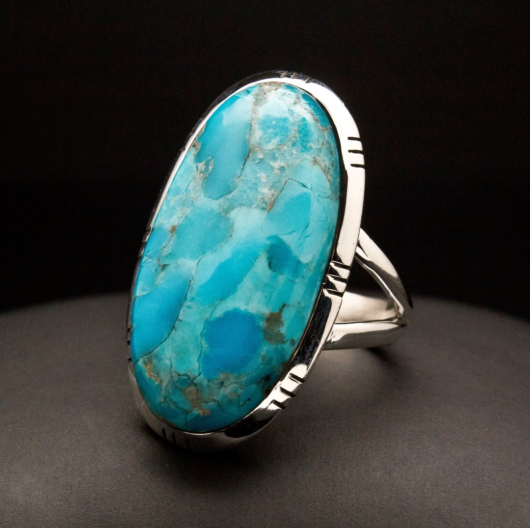 Sterling Silver Kingman Turquoise Ring Size 7 - Etsy