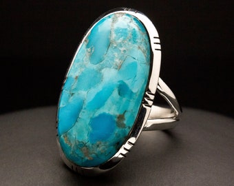 Sterling Silver Kingman Turquoise Ring Size 7