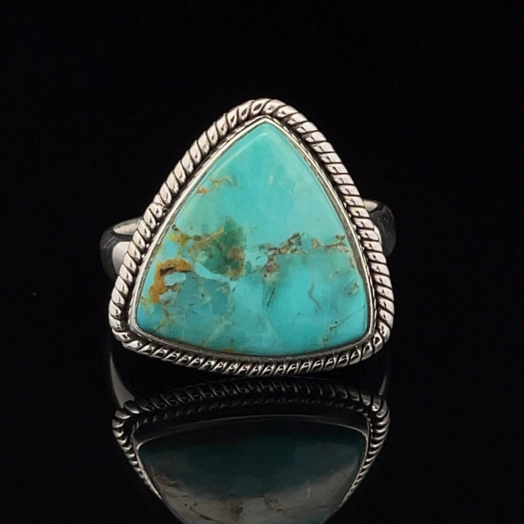 Sterling Silver Kingman Turquoise Ring Size 10 - Etsy