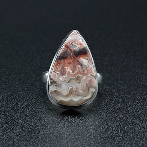Sterling Silver Crazy Lace Agate Ring Size 6.25