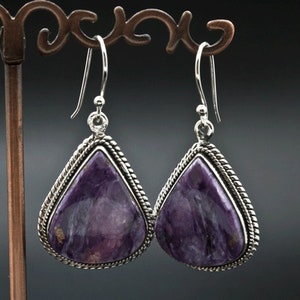 Sterling Silver Charoite Earrings