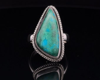Anillo de plata de ley con crisocola, tamaño 7