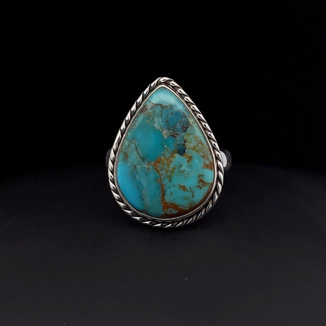Sterling Silver Kingman Turquoise Ring Size 7 - Etsy