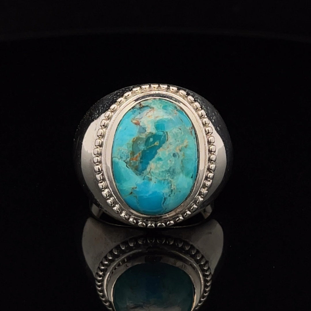 Sterling Silver Kingman Turquoise Ring Size 10 - Etsy