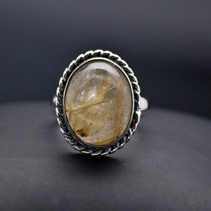 Sterling Silver Rutilated Quartz Ring Size 7