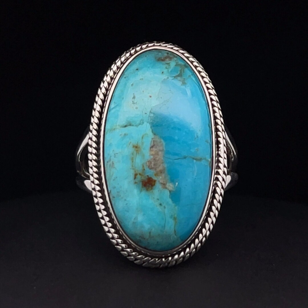 Sterling Silver Kingman Turquoise Ring Size 9 - Etsy