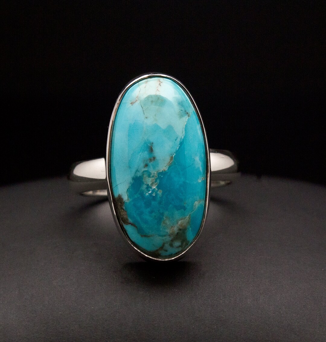 Sterling Silver Kingman Turquoise Ring Size 7 - Etsy