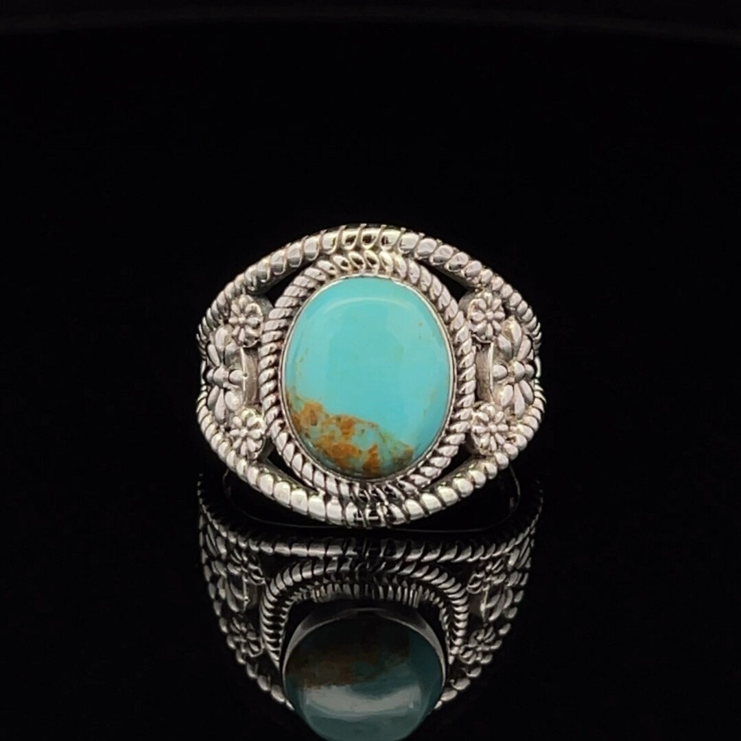 Sterling Silver Kingman Turquoise Ring Size 6.5 - Etsy