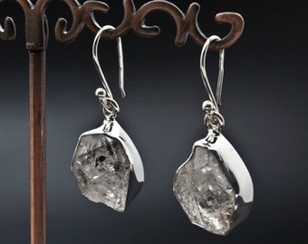 Pendientes herkimer Diamond de plata de ley