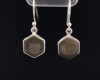 Sterling Silver Gold Obsidian Earrings