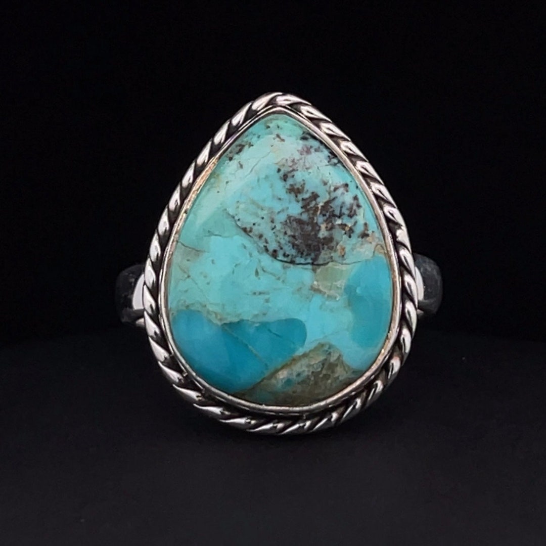 Sterling Silver Kingman Turquoise Ring Size 9.5 - Etsy
