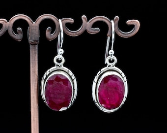 Sterling Silver Ruby Earrings