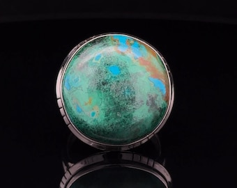 Anillo de plata de ley con crisocola, tamaño 7