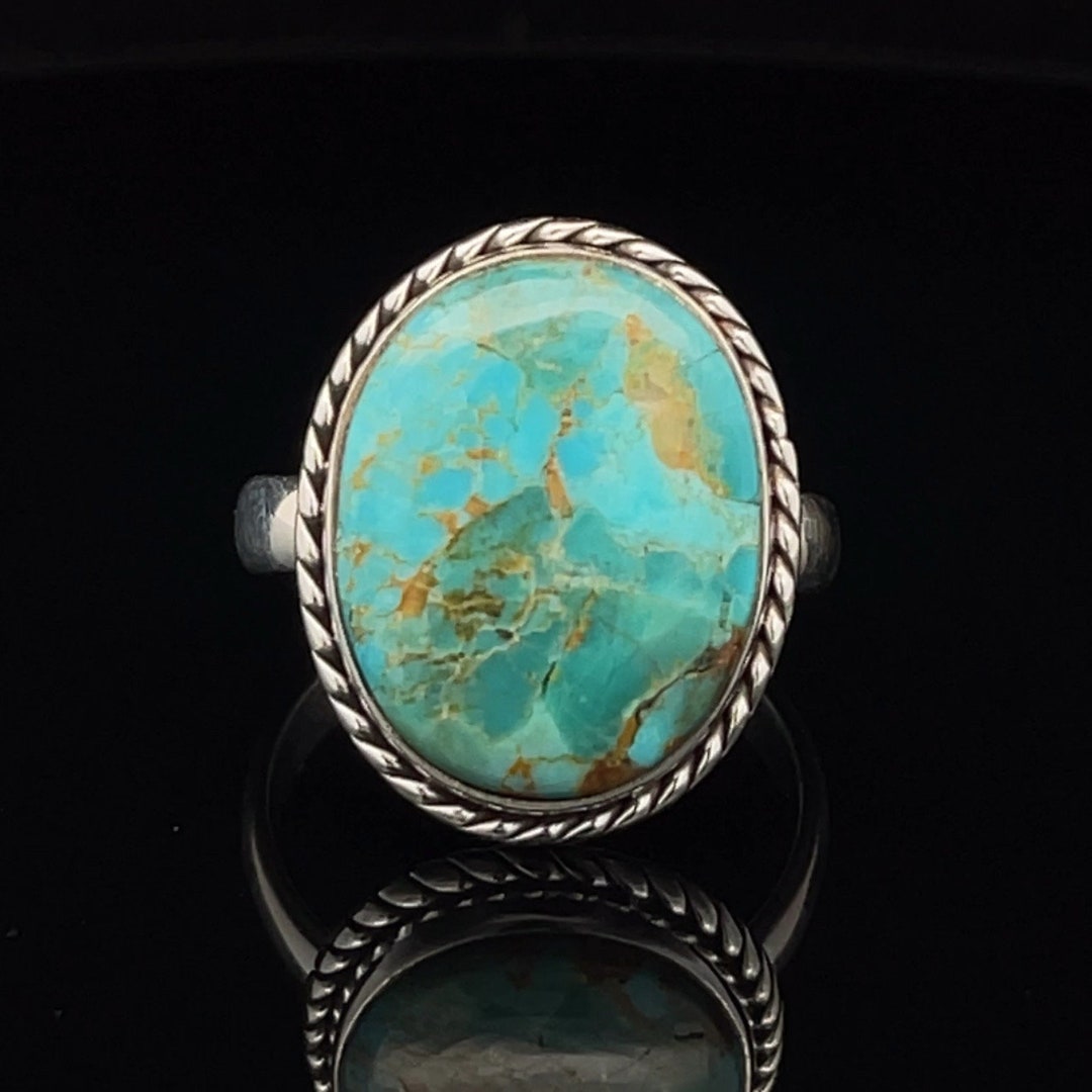 Sterling Silver Kingman Turquoise Ring Size 10 - Etsy