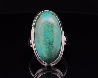 Anillo de plata de ley con crisocola, tamaño 7