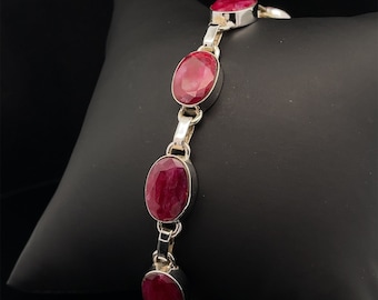 Sterling Silver Ruby Bracelet