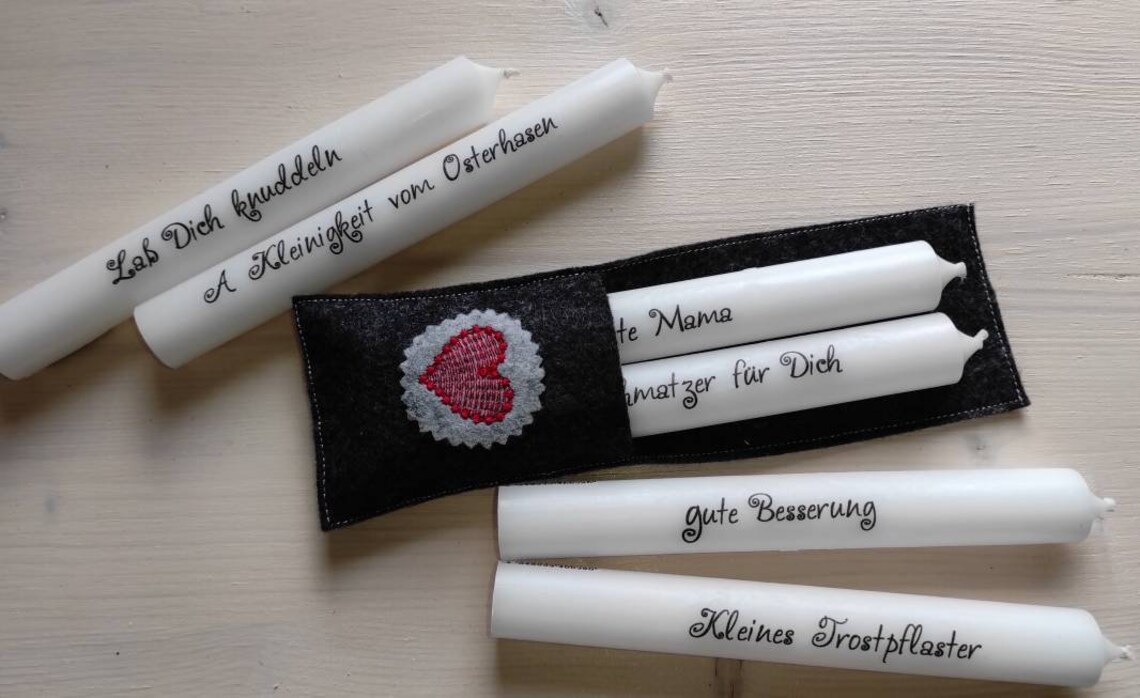 Stabkerze beschriftet inkl Verpackung Tischkerze Geschenk Etsy