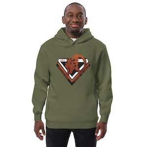 May include: A green hooded sweatshirt with a black and white graphic of a red dragon with the text "SRS United We Stand Divided We Fall" in a diamond shape.