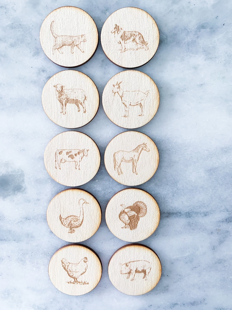 Homeschool Learning Activity Toddler Activity Memory Game Montessori Farm Animals Wood Matching Game