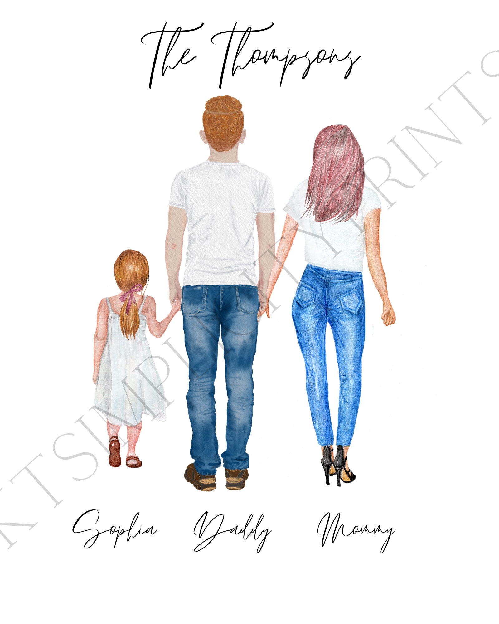 Personalised Illustration Family Print Etsy