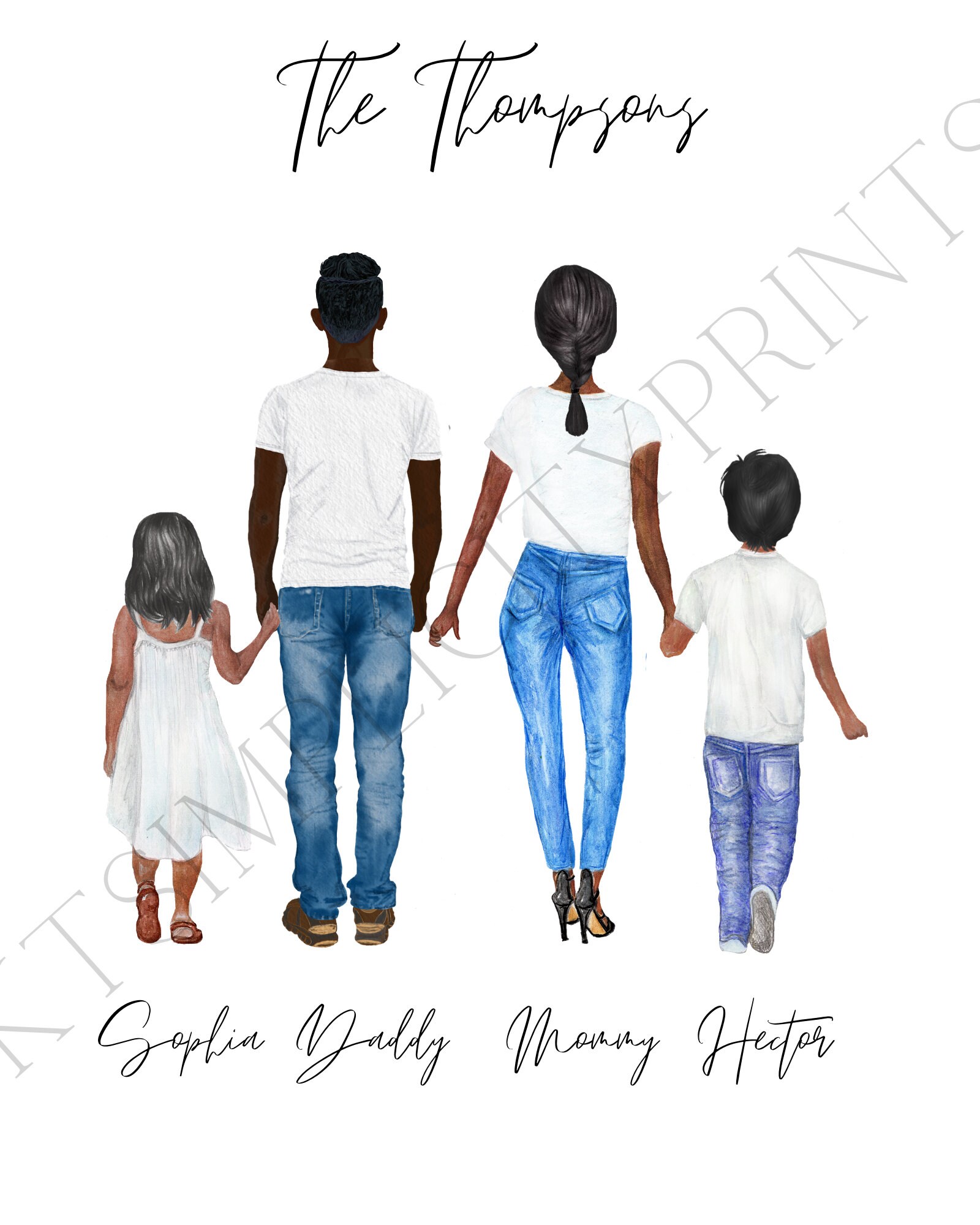Personalised Illustration Family Print Etsy