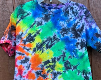 Gradiant Rainbow Tie Dye Shirt // Rainbow Tie Dye // Crumbled Tie Dye // Tie Dye Long Sleeve // Rainbow and Black Tie Dye Shirt