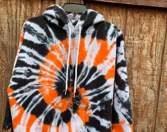 Orange and white tie dye hoodie hotsell