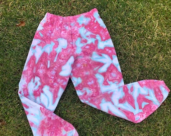 Blue Raspberry Tie Dye Sweatpants - Pink Tie Dye Sweatpants // Pink Lounge Pants //  Pink Loungewear // Pink Sweatpants // Ice Dye Sweats