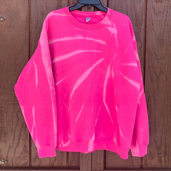 Pink Tie Dye Sweatshirt // Pink tie dye hoodie //pink acid washed Sweatshirt // pink bleached sweatshirt