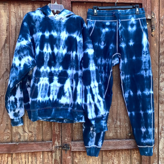 Indigo Tie Dye Jogger Set Crew Neck or Hoodie Tie Dye Sweatsuit Tie Dye Loungewear Indigo Tie Dye Etsy