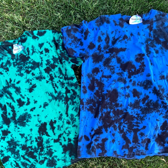 Camiseta Tie Dye azul Camiseta Tie Dye azul y negra Tie Dye negro y azul Camiseta tenida de corbata Camisetas de papa y yo Regalos del Dia del Padre Etsy Mexico