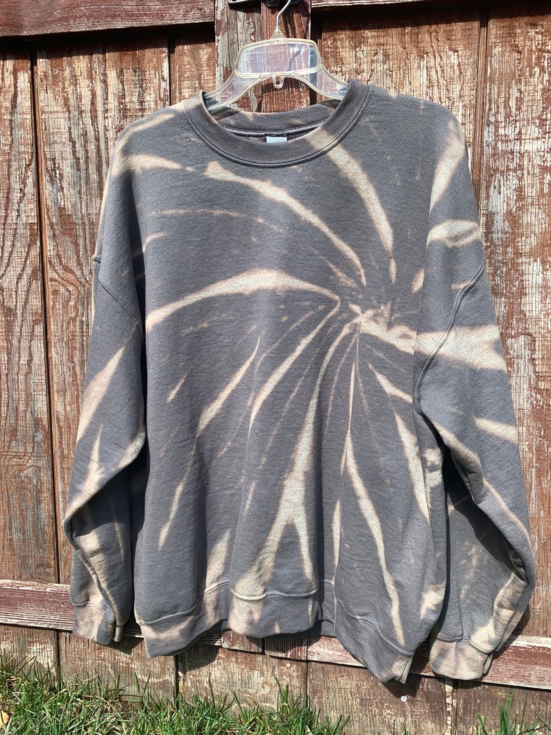 Gray Bleach Dyed Sweatshirt // Bleached Tie Dye // Bleached Etsy