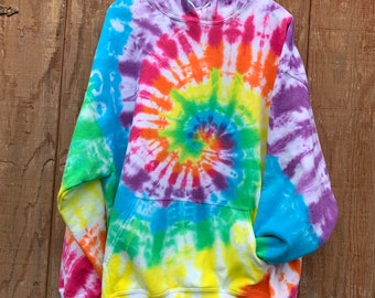 Rainbow Tie Dye Sweatshirt // Unisex Adult Sweatshirt // Crew Neck or Hoodie