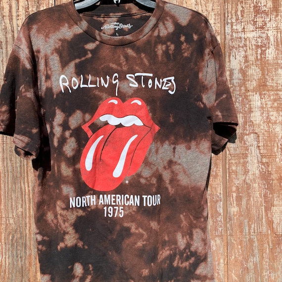 Rolling Stones Tie Dye T shirt Bleach Dye Rolling Stones Vintage Inspired T shirt Rolling Stones Rockband Unisex Tee Etsy
