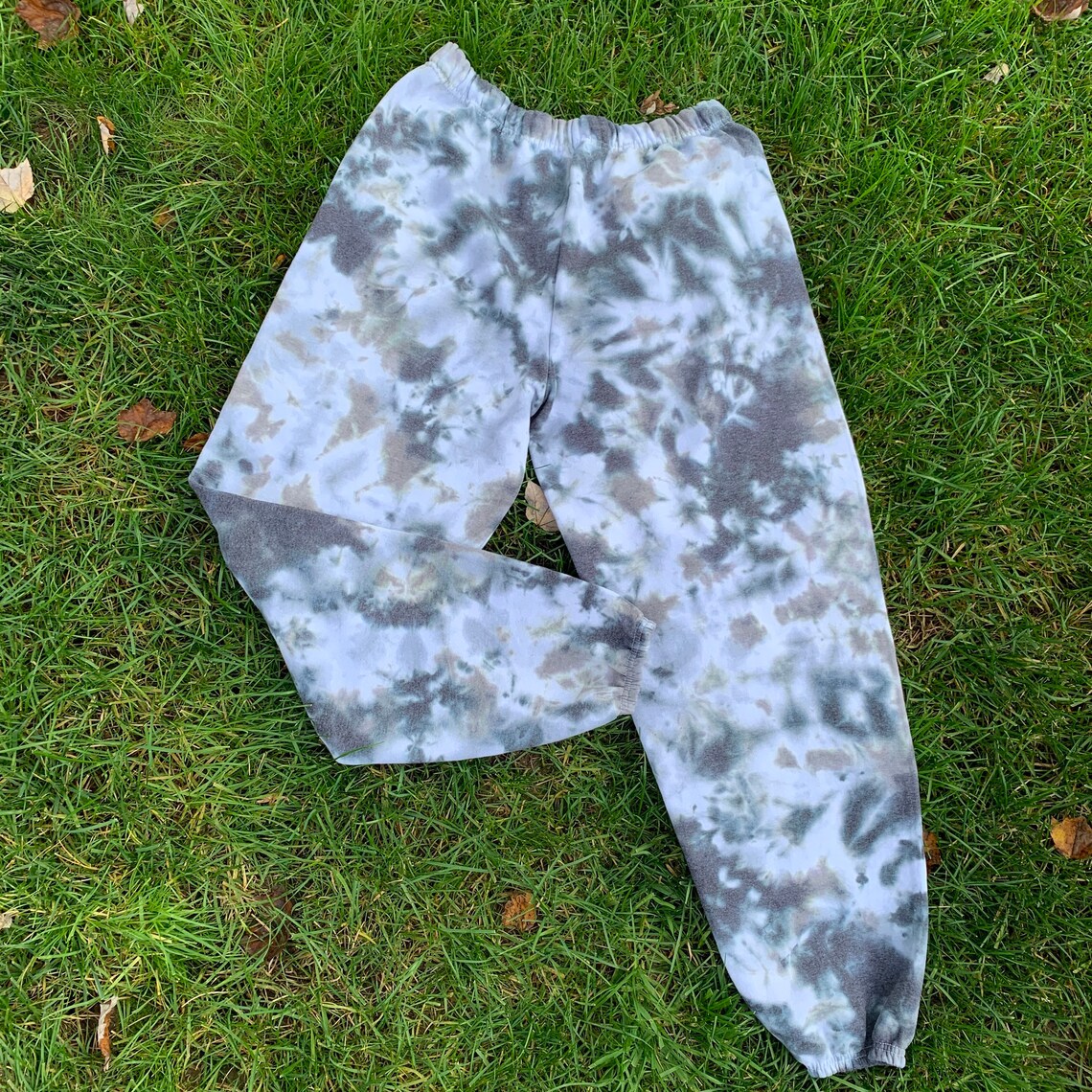 black and grey tie dye sweatpants
