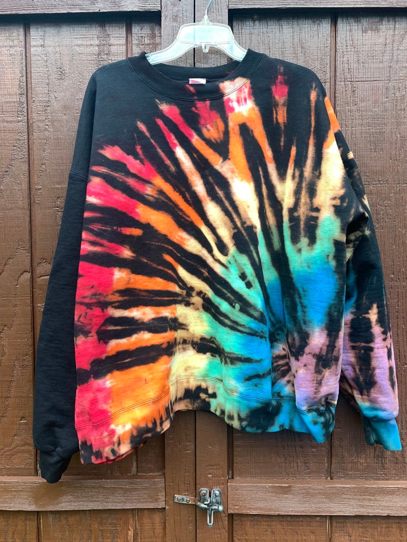 Rainbow Bleach Dye Sweatshirt // Acid Wash Sweatshirt // Black - Etsy