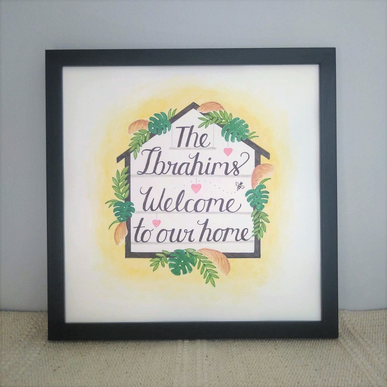 Personalised hand drawn housewarming art gift framed Etsy